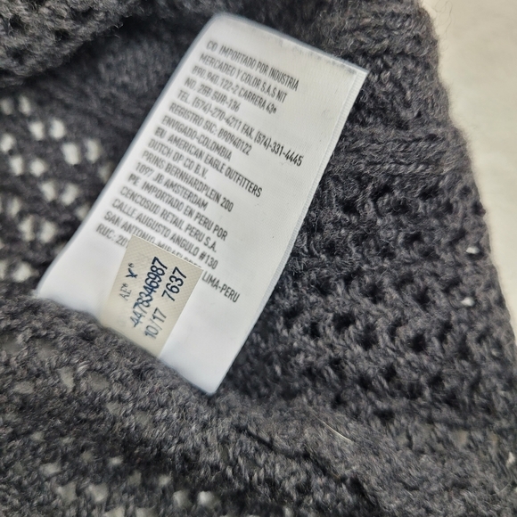 American Eagle Outfitters cotton black loose weave cable drop shoulder sweater M - Picture 4 of 12